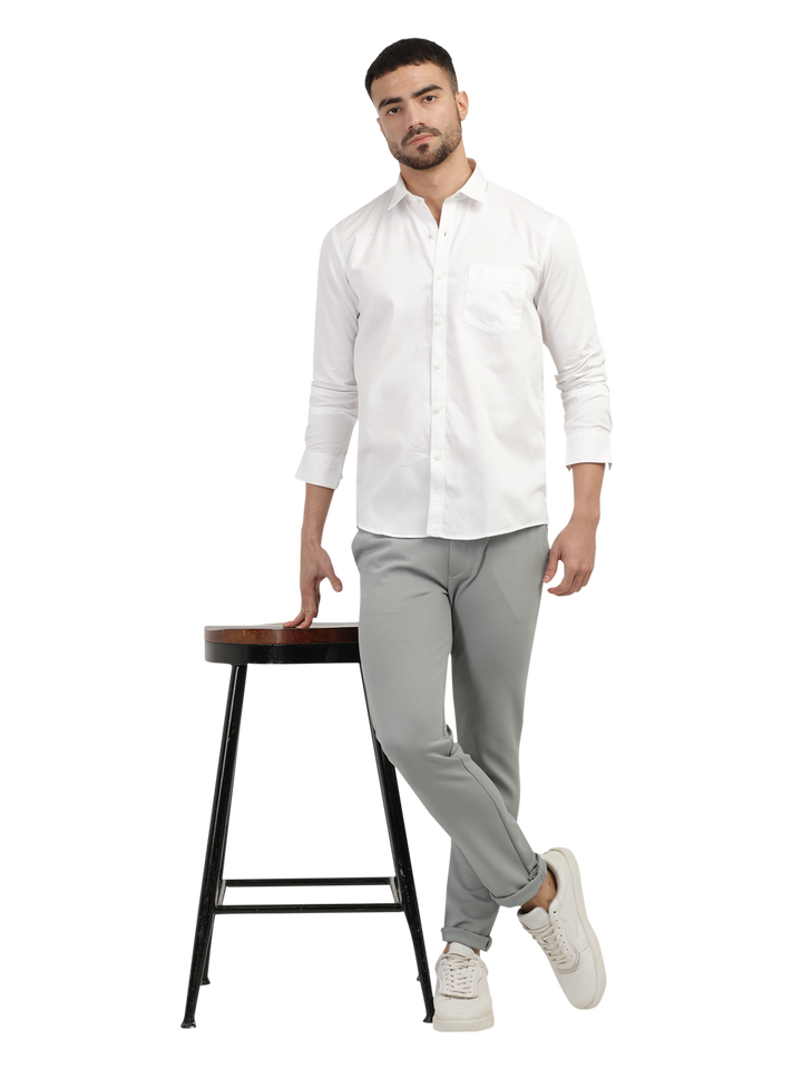 White Linen Blend Solid Shirt