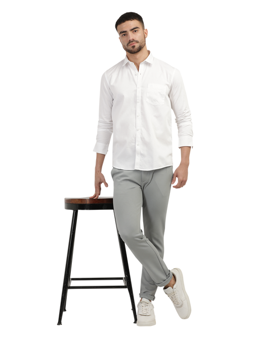 White Linen Blend Solid Shirt