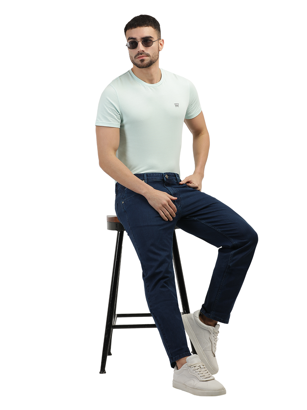 Pastel Blue Denim Stretch Trousers