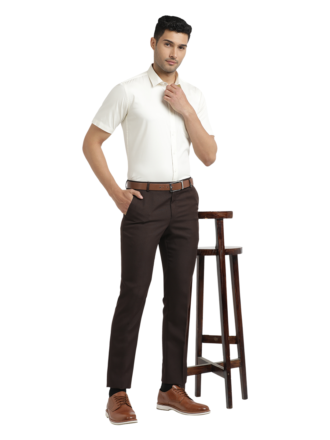 Coffee Micro Dobby Formal Trousers