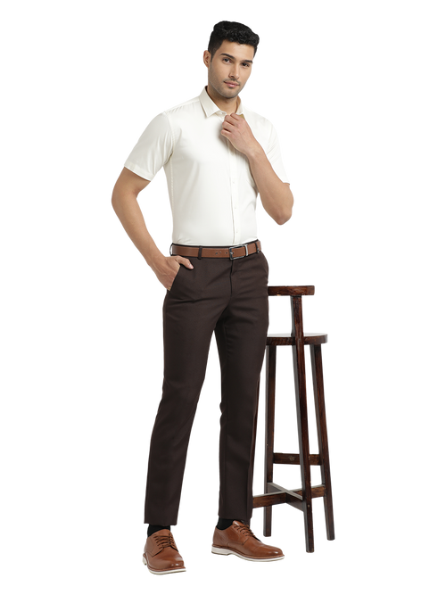 Coffee Micro Dobby Formal Trousers