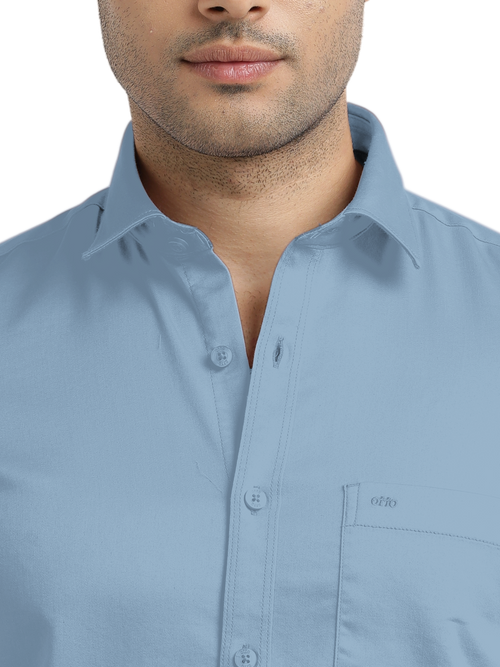 Dusty Blue Satin Solid Shirt