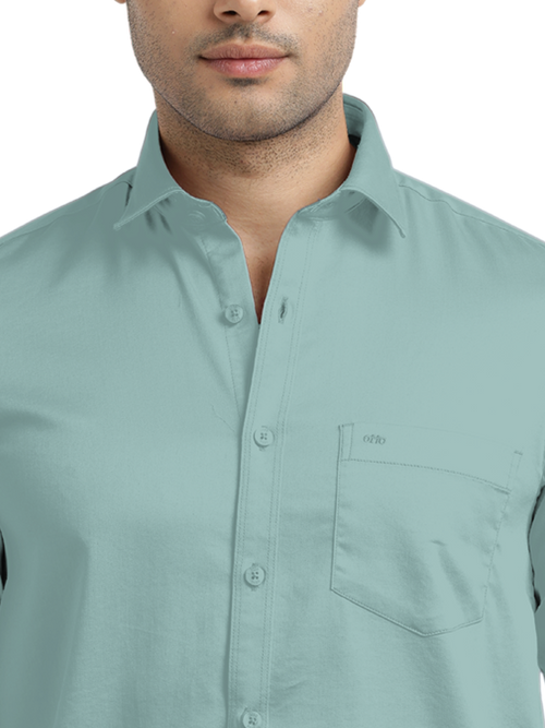 Metallic Green Satin Solid Shirt