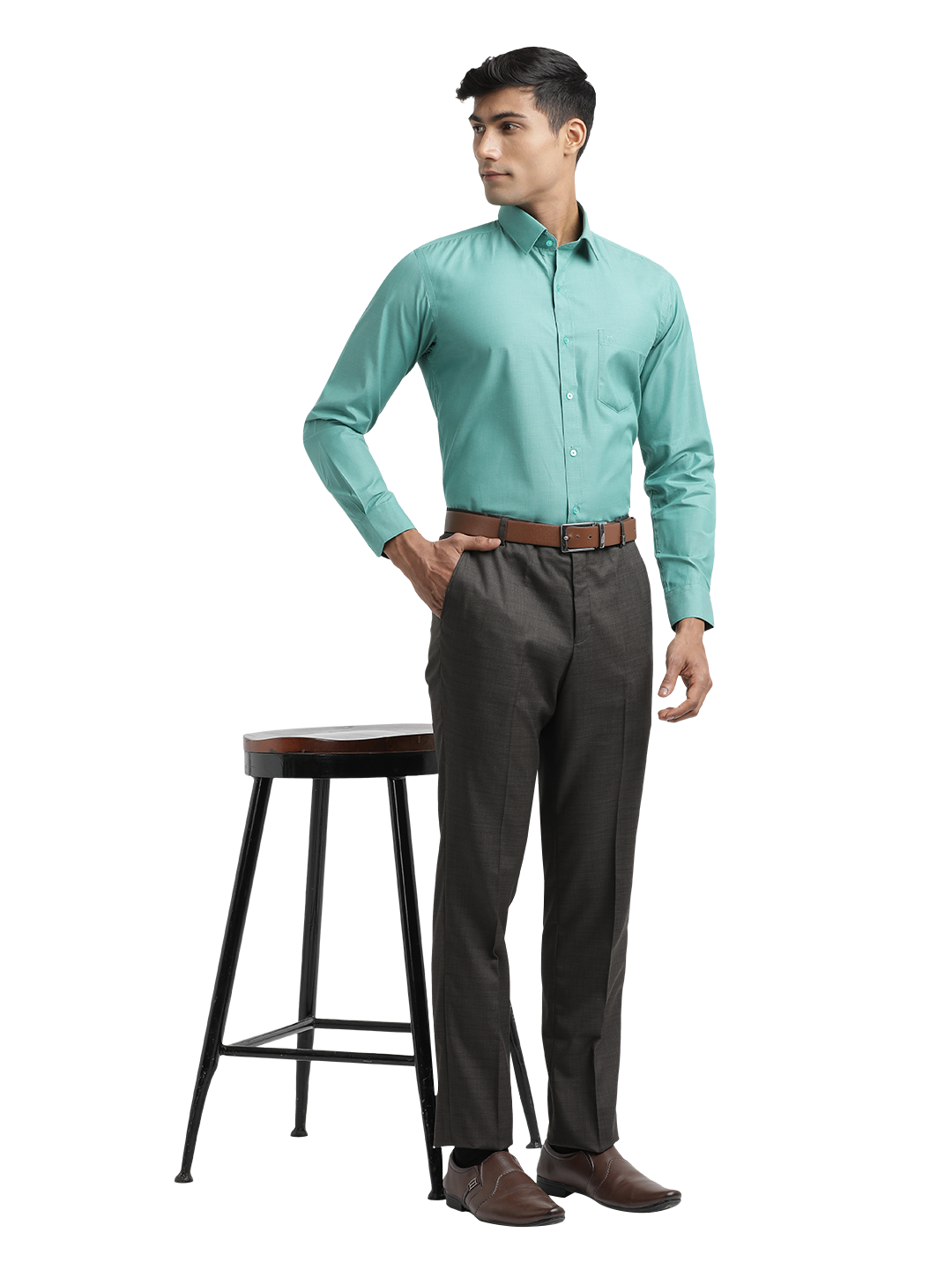 Aqua Green Fil-a-Fil Solid Shirt