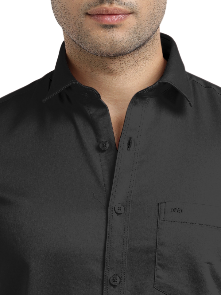 Black Satin Solid Shirt