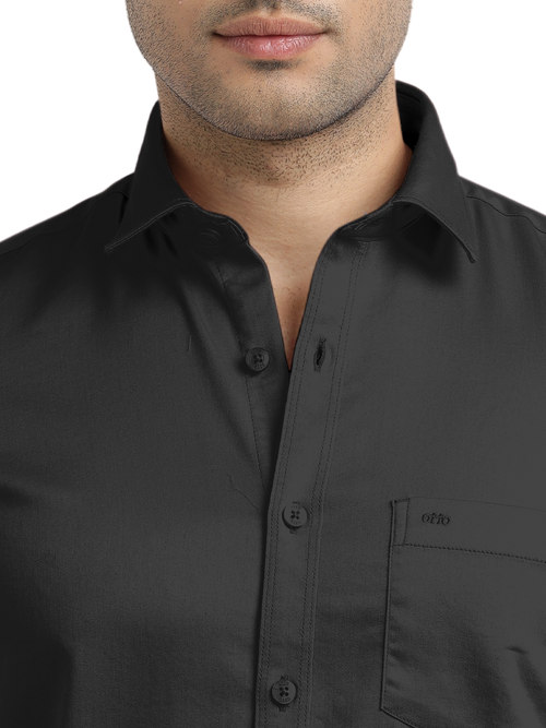 Black Satin Solid Shirt