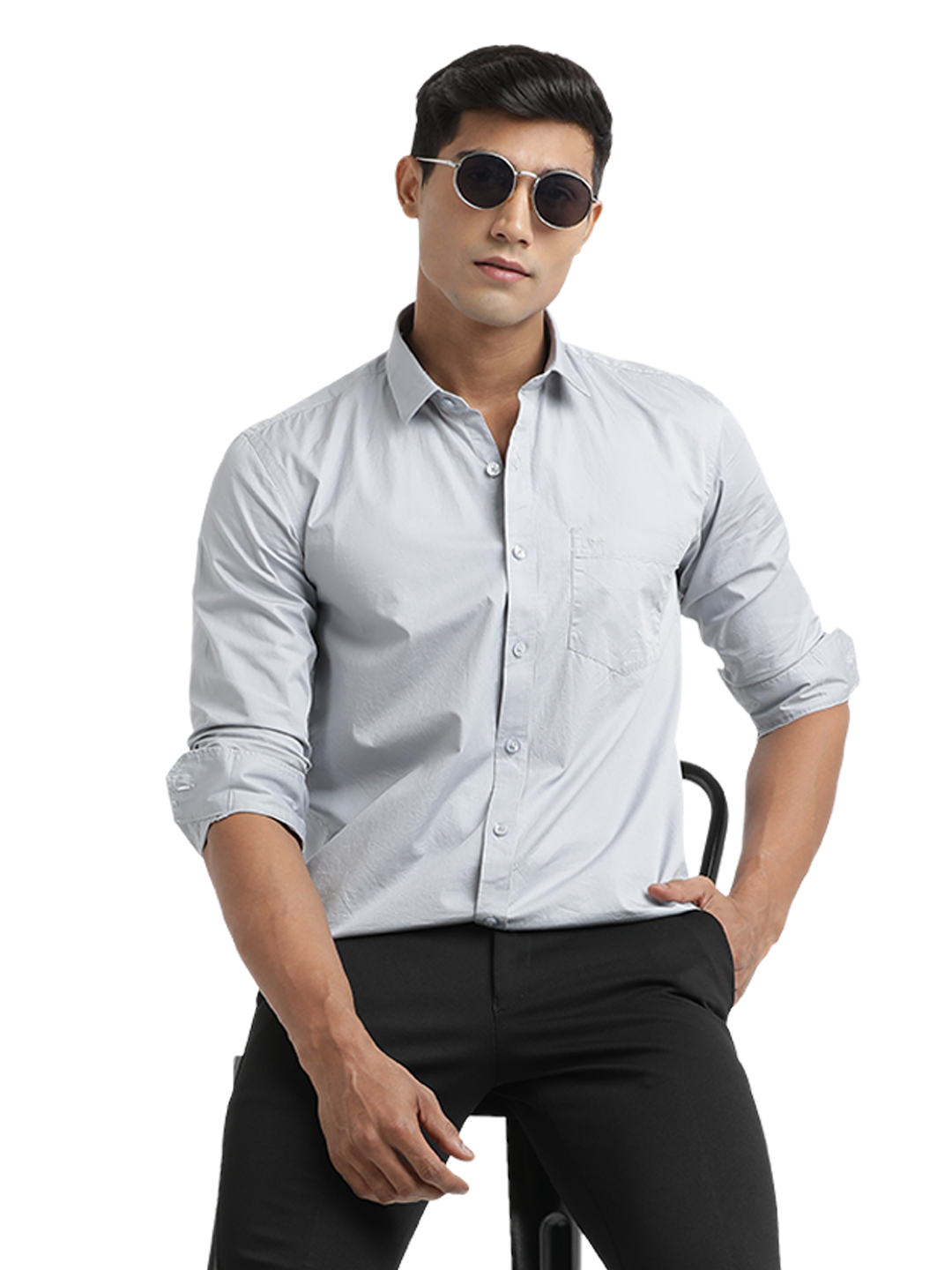 Grey Twill Solid Shirt