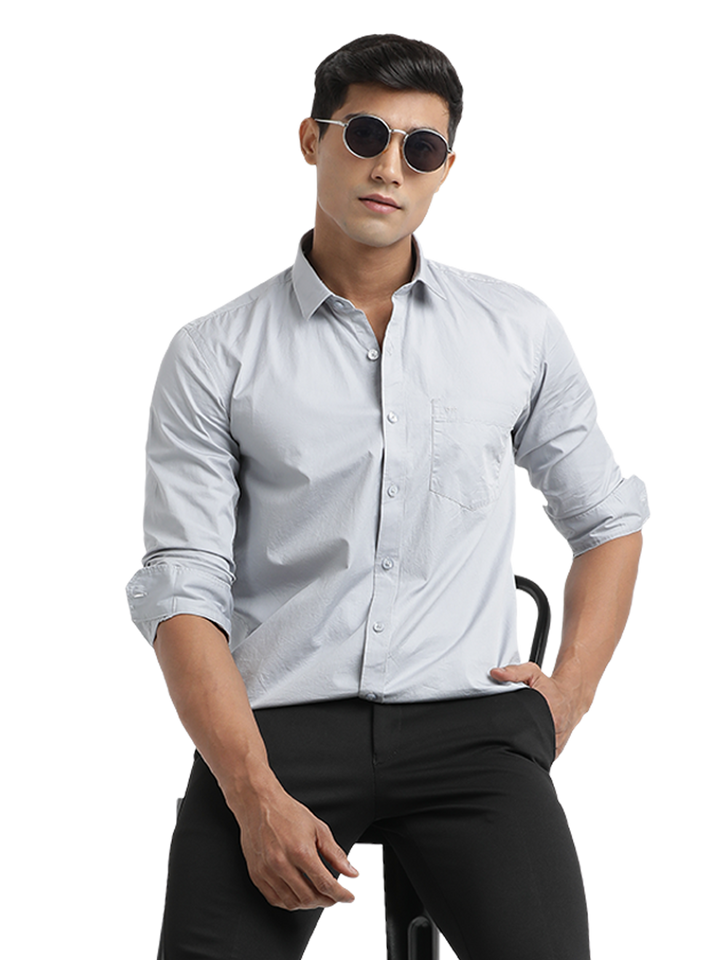 Grey Twill Solid Shirt