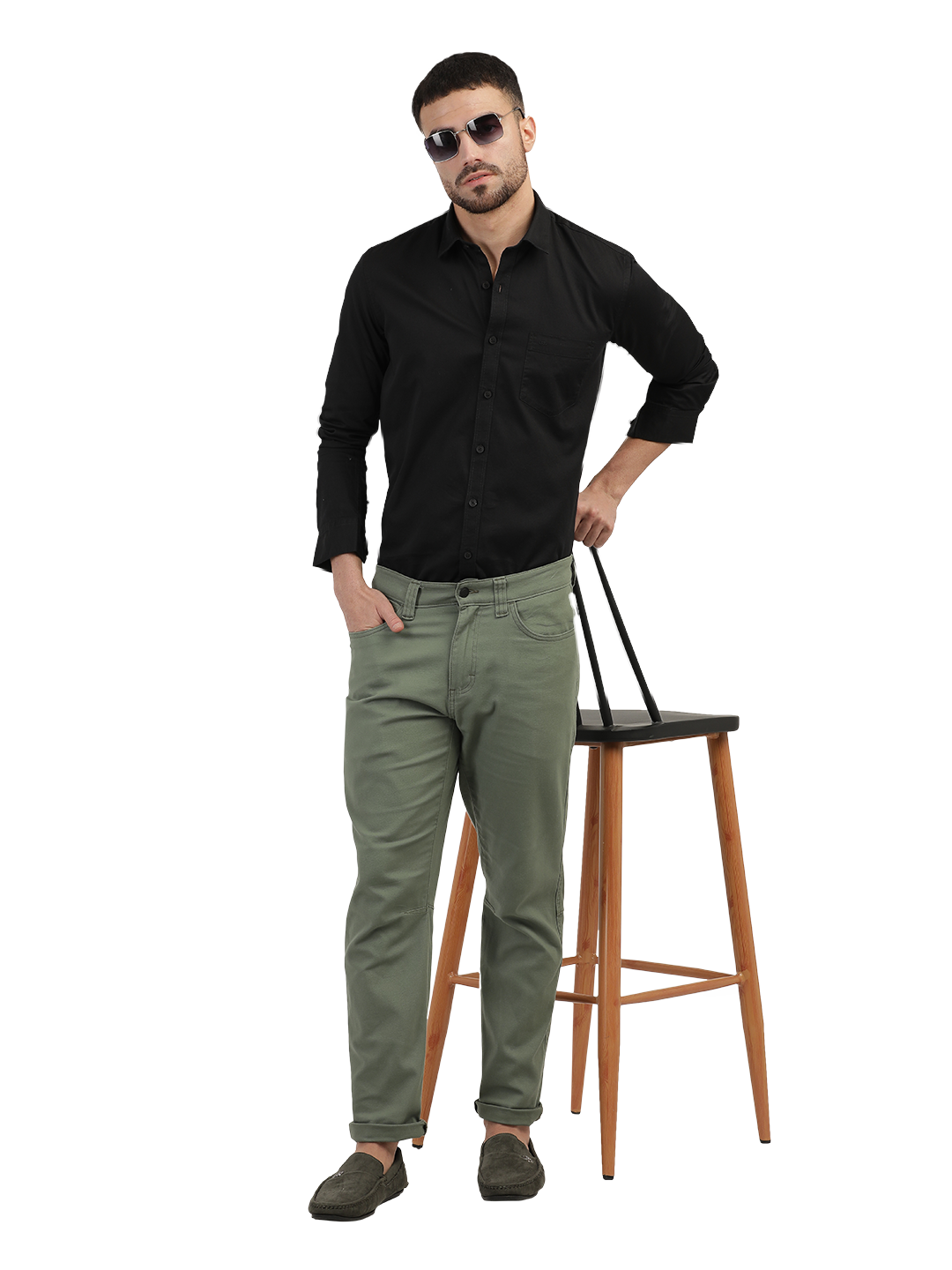 Black Linen Blend Solid Shirt