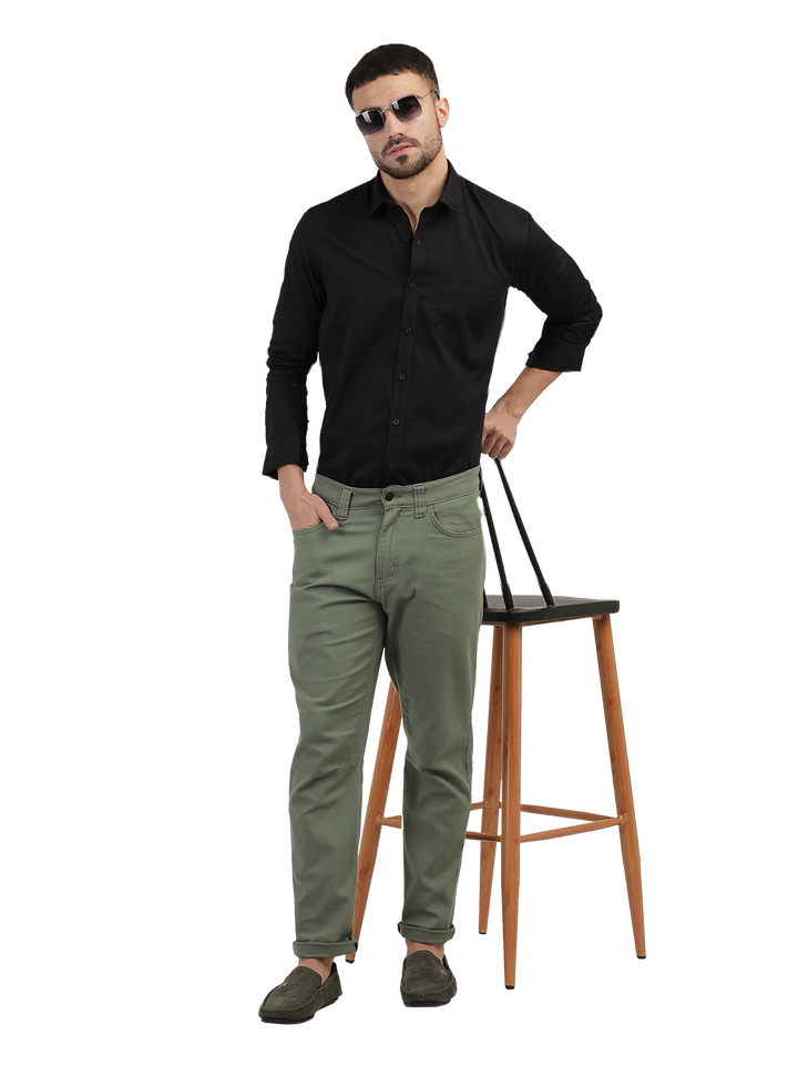 Black Linen Blend Solid Shirt