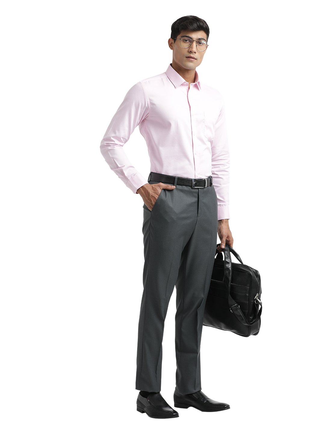 Grey Twill Stretch Formal Trousers