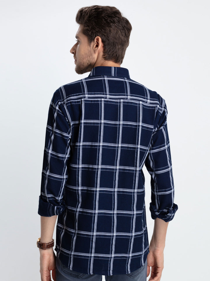 Indigo Checkered Casual Shirt