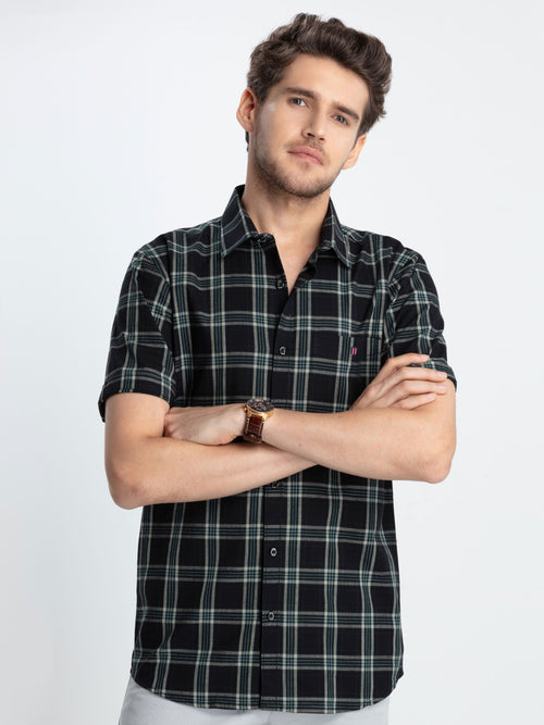 Pine Green Checkered Casual Shirt