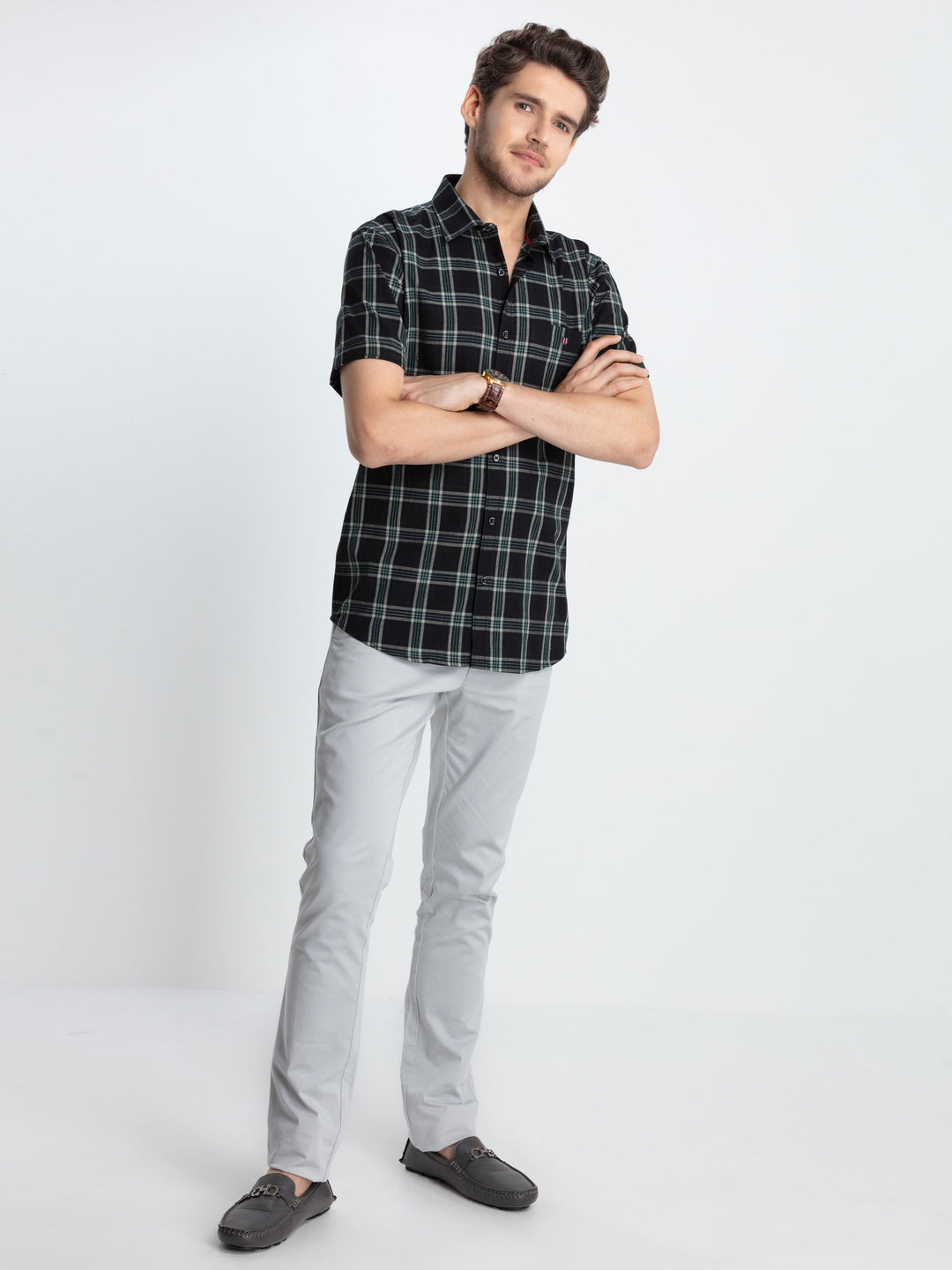 Pine Green Checkered Casual Shirt