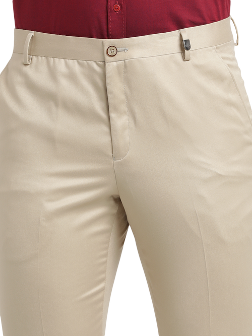 Beige Satin Formal Trousers