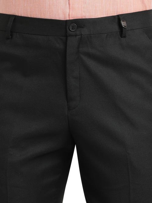 Black Twill Stretch Formal Trousers