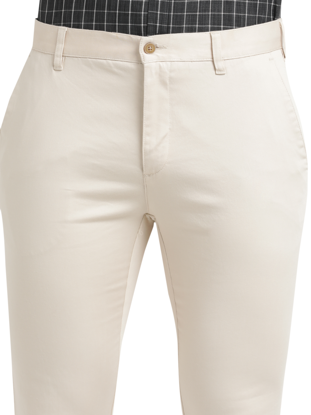 Stone Satin Stretch Solid Trousers