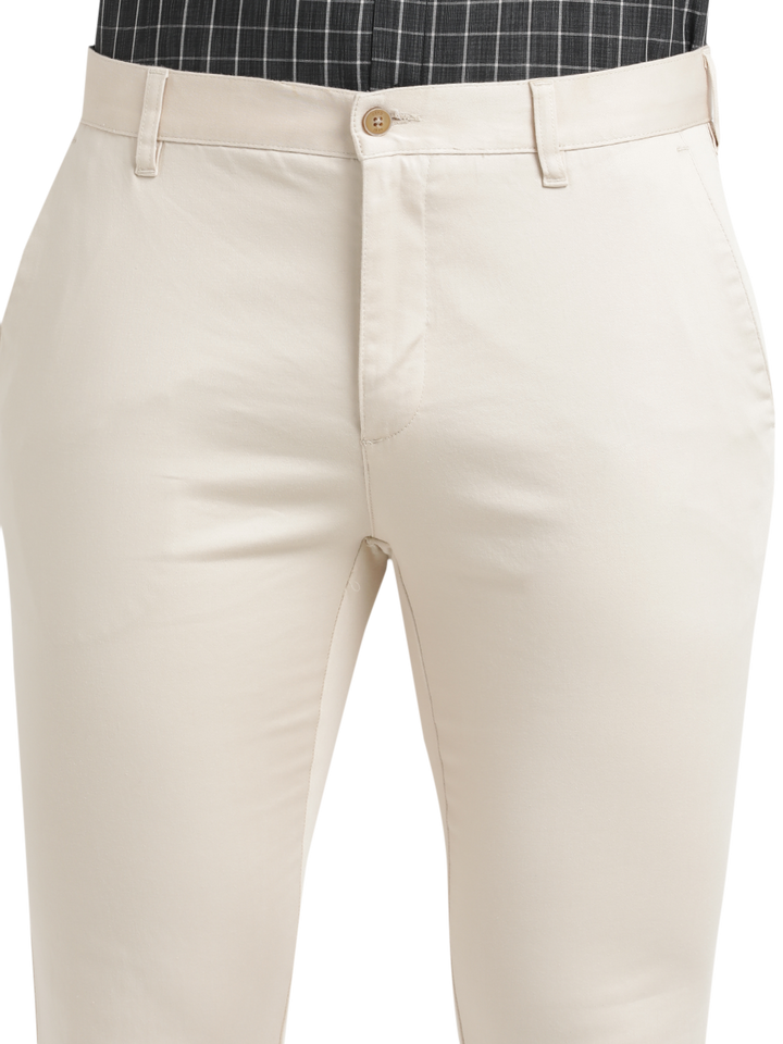 Stone Satin Stretch Solid Trousers