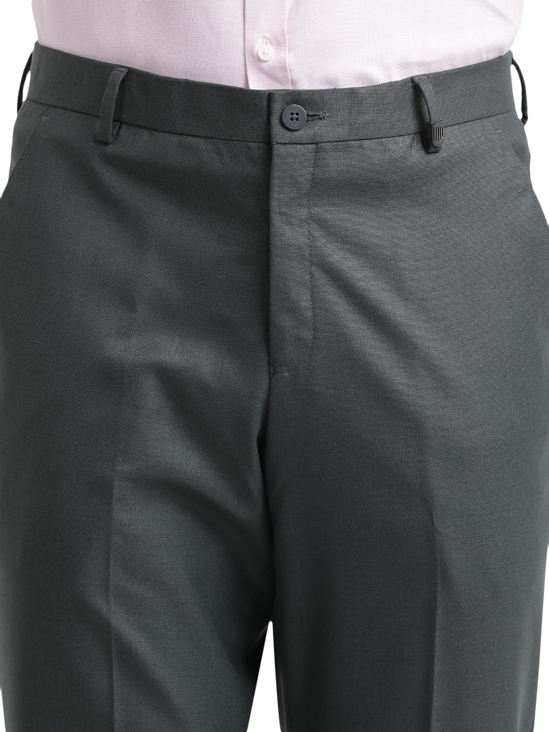 Grey Twill Stretch Formal Trousers