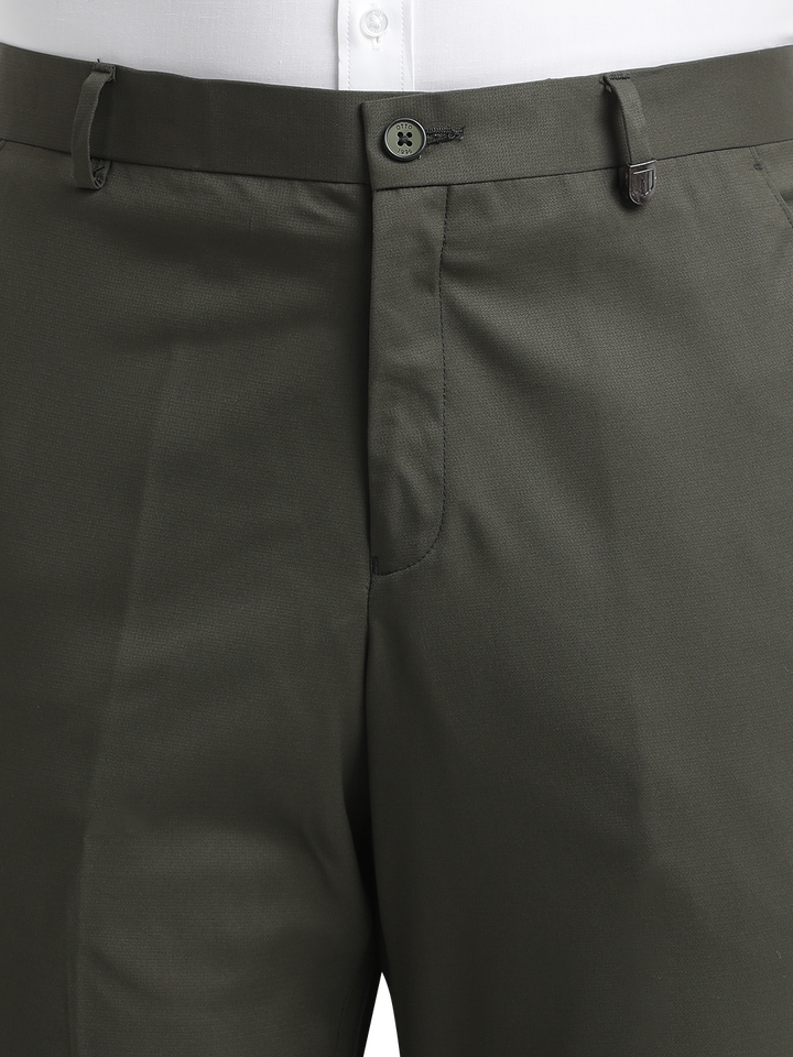 Dark Olive Micro Dobby Formal Trousers