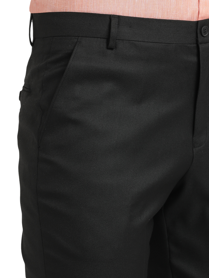 Black Twill Stretch Formal Trousers