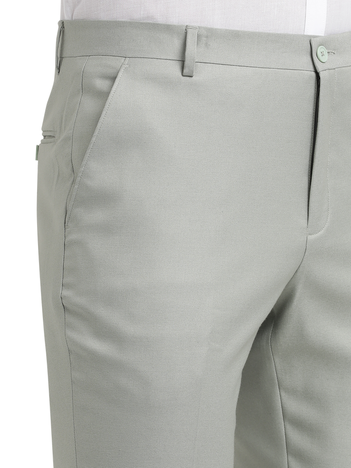 Light Grey Twill Stretch Formal Trousers