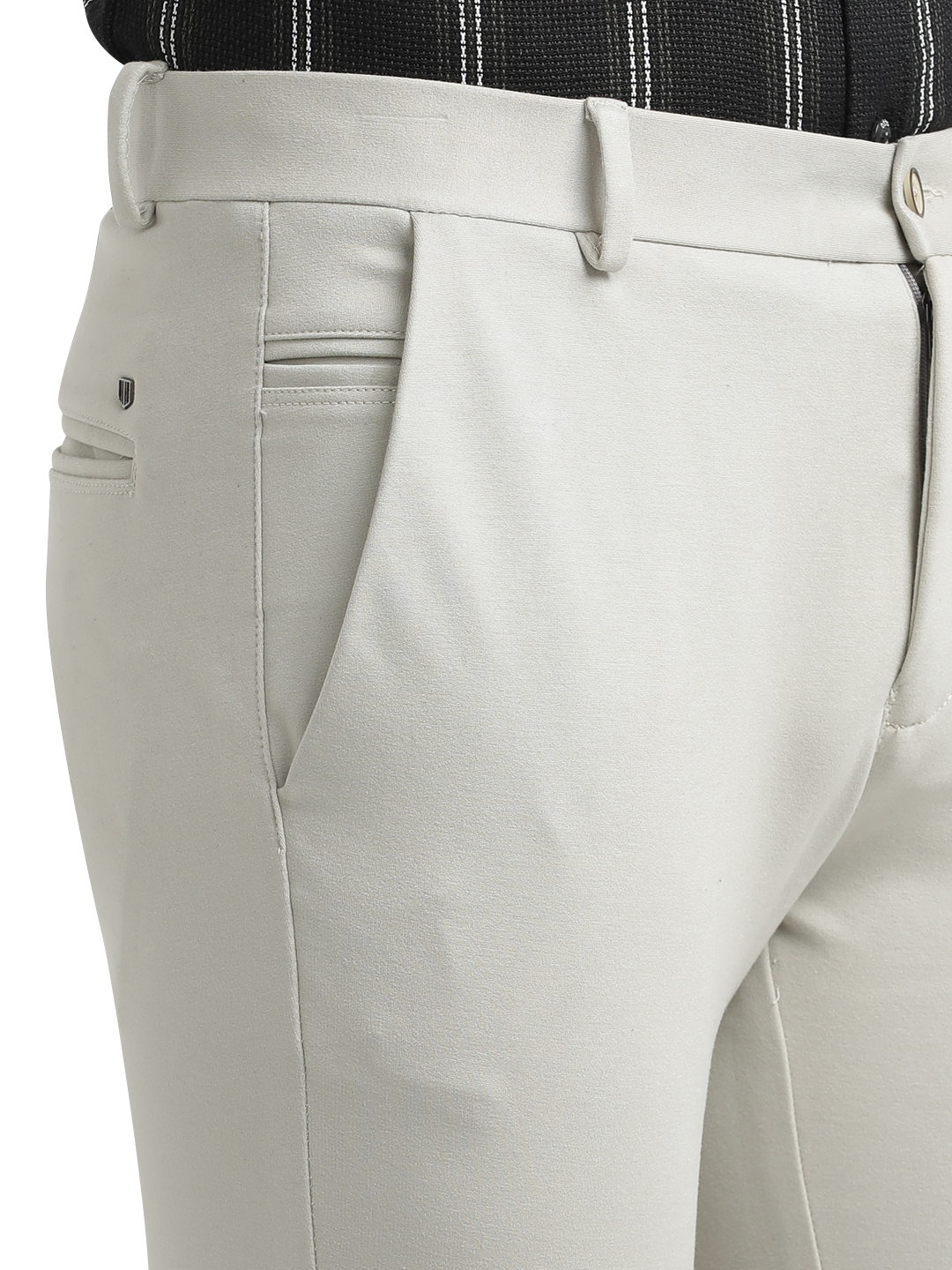 M.Grey Bi-Stretch Solid Trousers