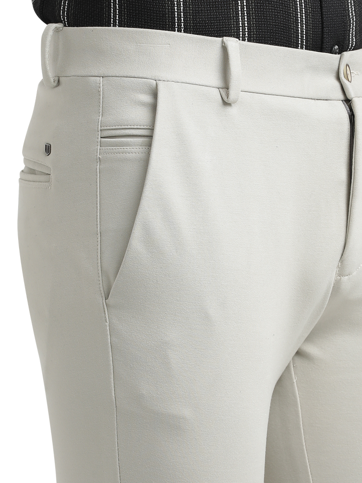 M.Grey Bi-Stretch Solid Trousers