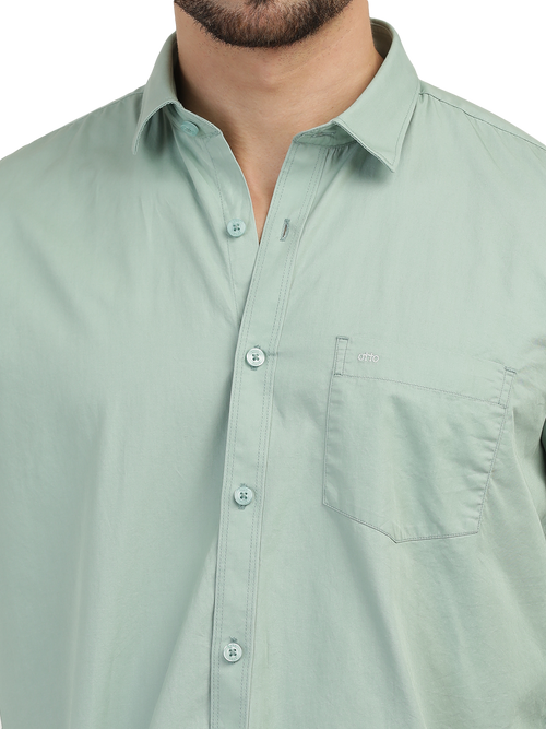 Apple Green Twill Solid Shirt