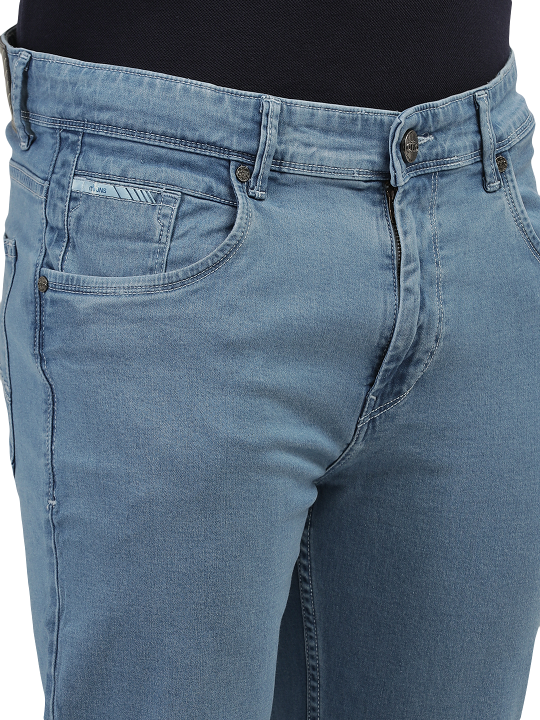 Ice Blue Denim Stretch Trousers