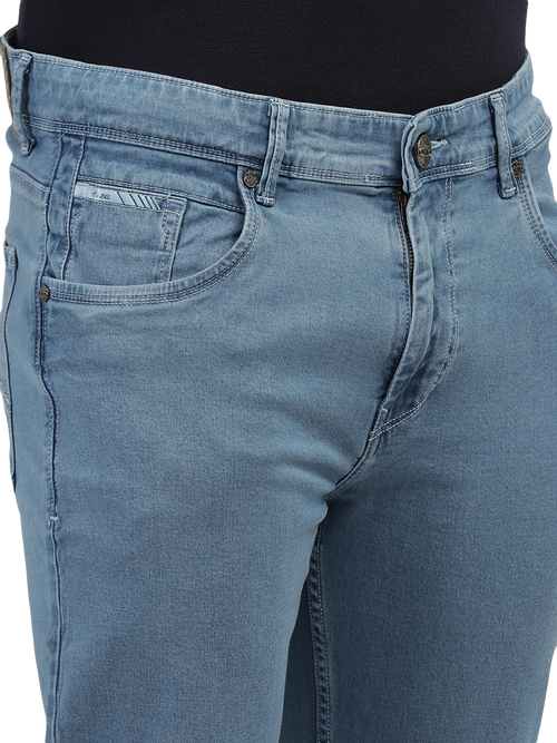 Ice Blue Denim Stretch Trousers