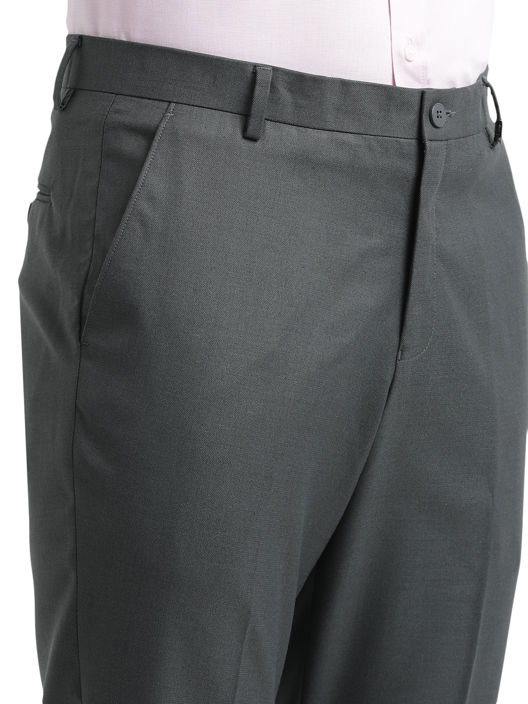 Grey Twill Stretch Formal Trousers