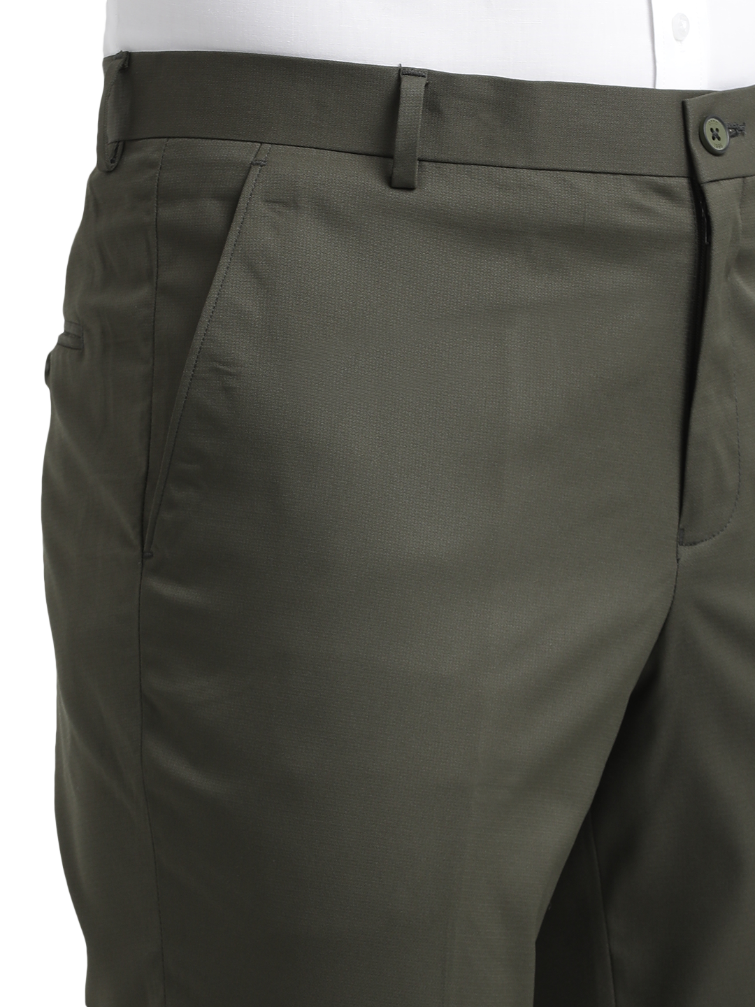 Dark Olive Micro Dobby Formal Trousers