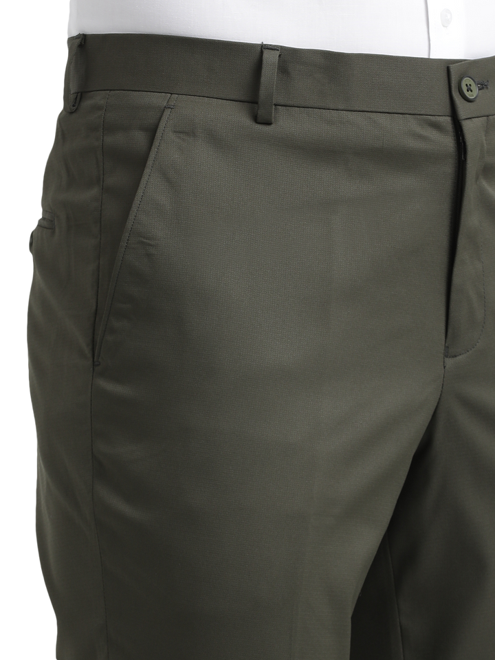 Dark Olive Micro Dobby Formal Trousers