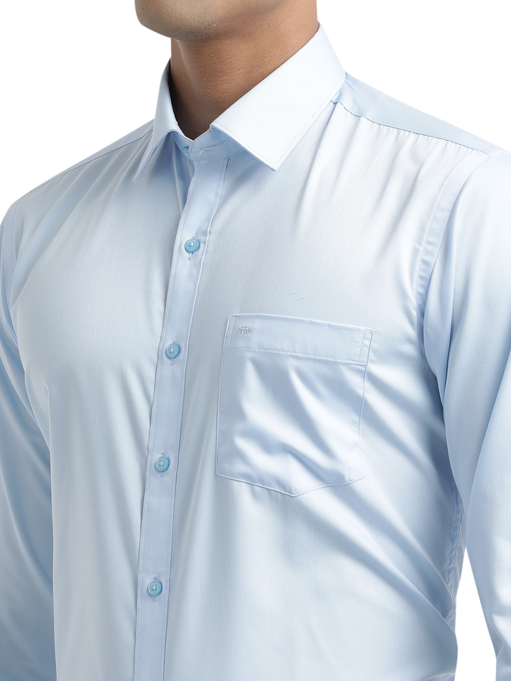 Light Blue Twill Wrinkle Free Solid Shirt