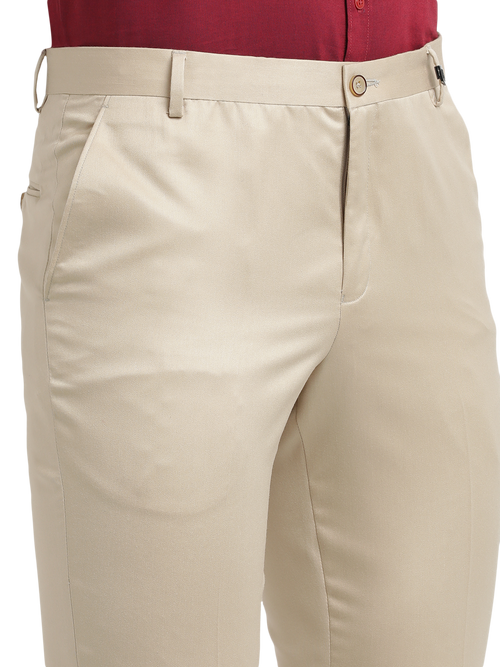 Beige Satin Formal Trousers