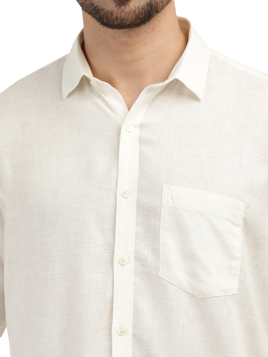 Ivory Linen Blend Solid Shirt