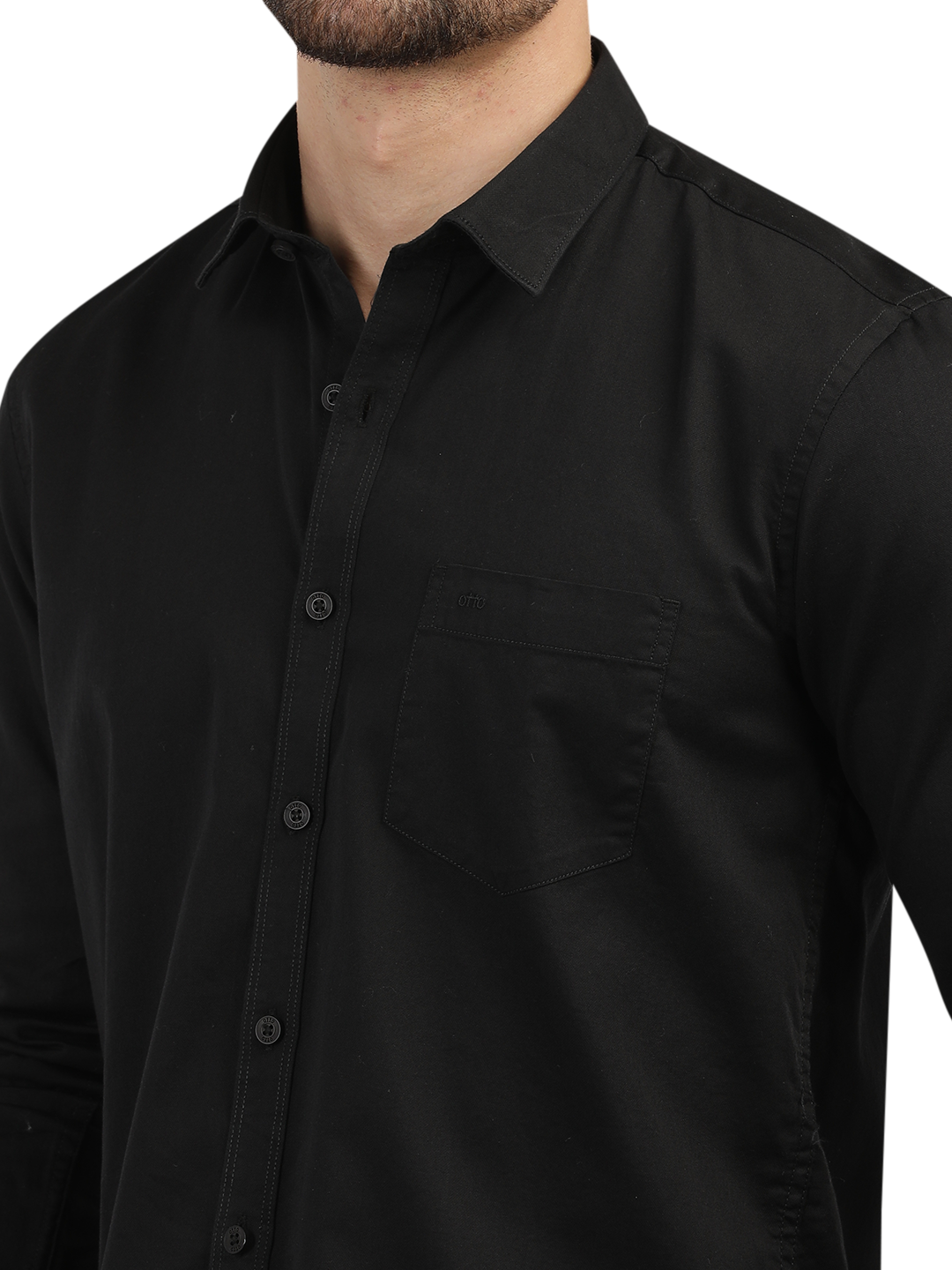 Black Linen Blend Solid Shirt