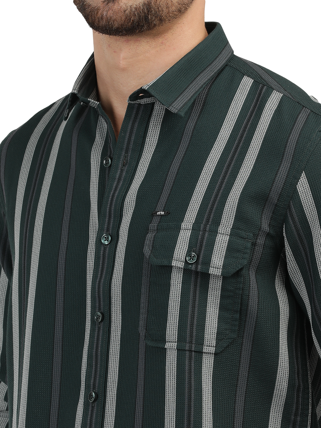 Green Stripes Semi Casual Shirt