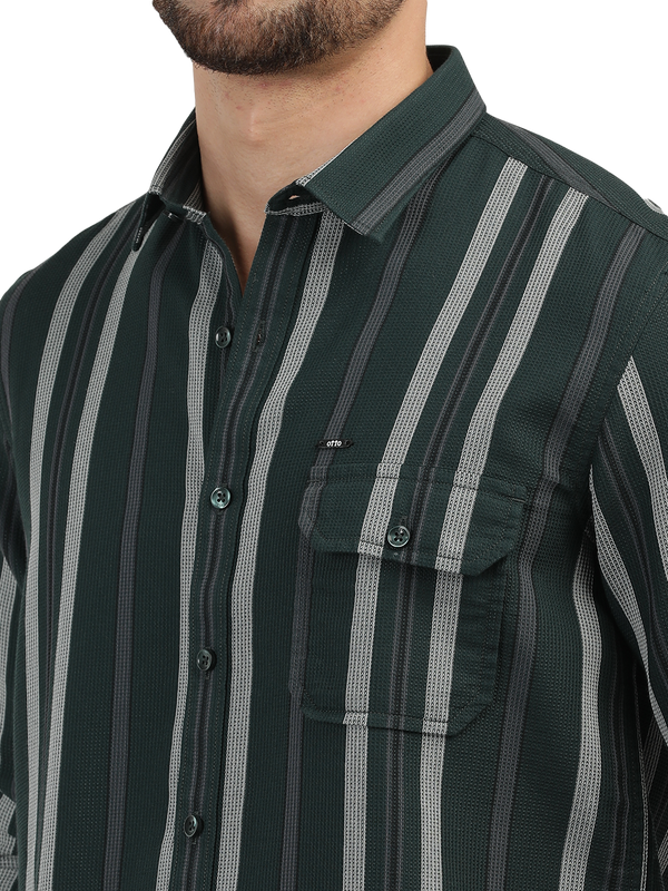 Green Stripes Semi Casual Shirt