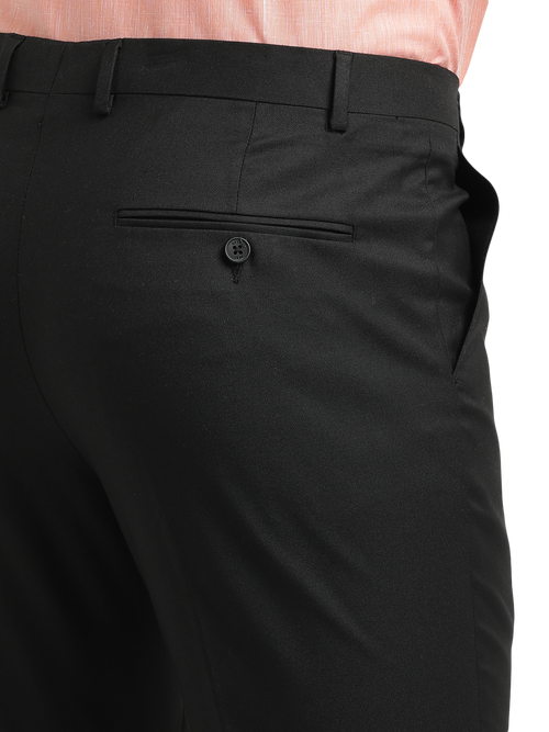 Black Twill Stretch Formal Trousers