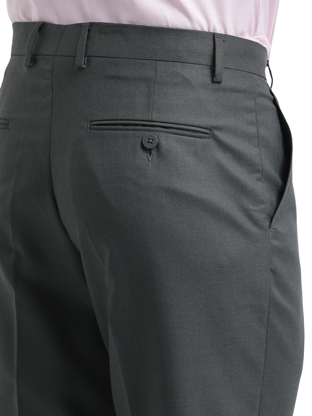 Grey Twill Stretch Formal Trousers