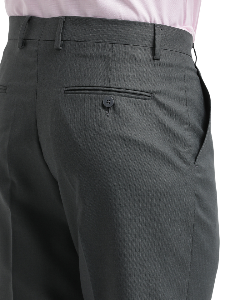 Grey Twill Stretch Formal Trousers