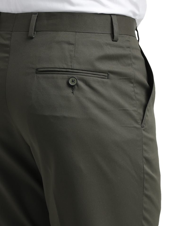 Dark Olive Micro Dobby Formal Trousers