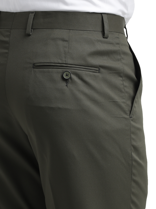 Dark Olive Micro Dobby Formal Trousers