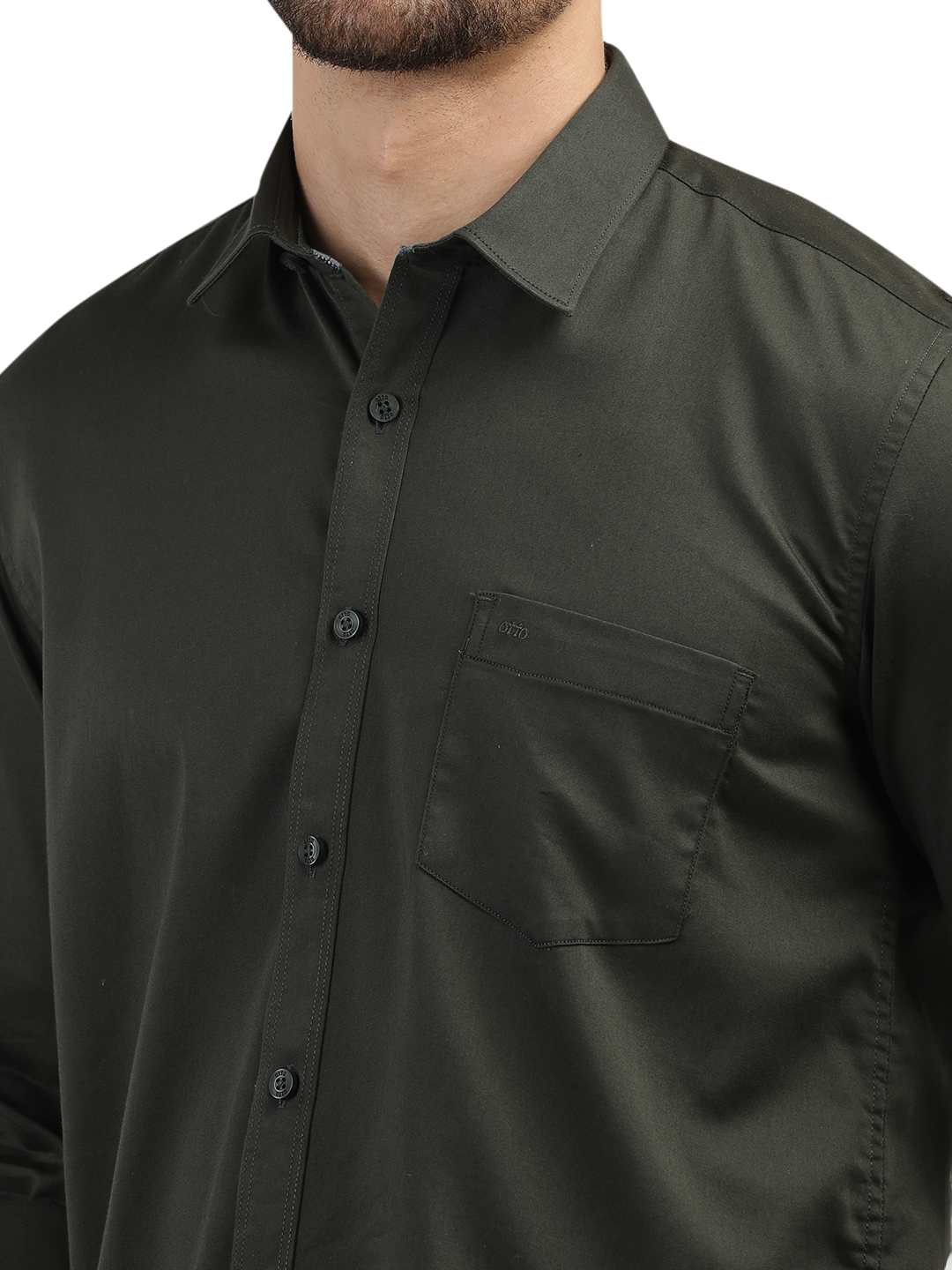 Forest Green Satin Solid Shirt