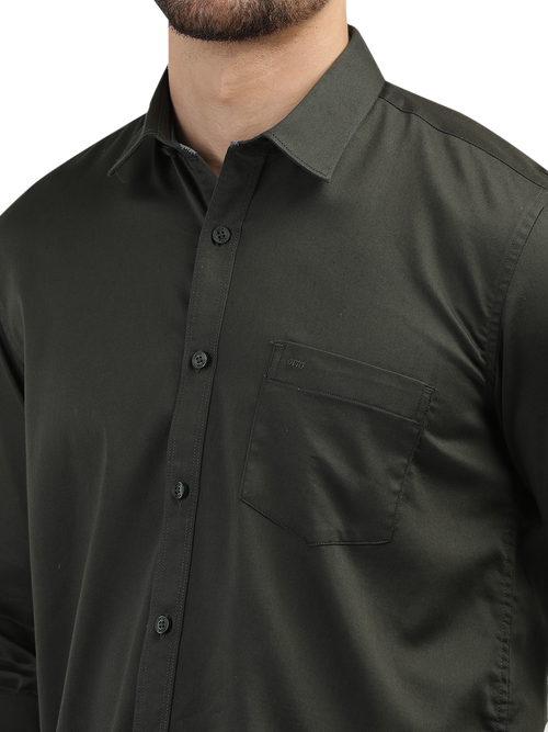 Forest Green Satin Solid Shirt