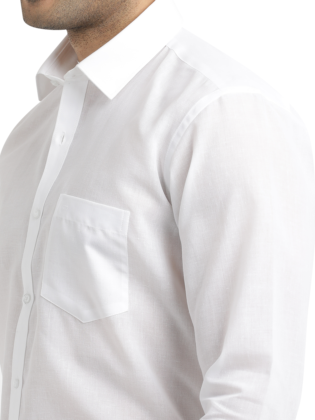 White Cotton Blend Solid Shirt