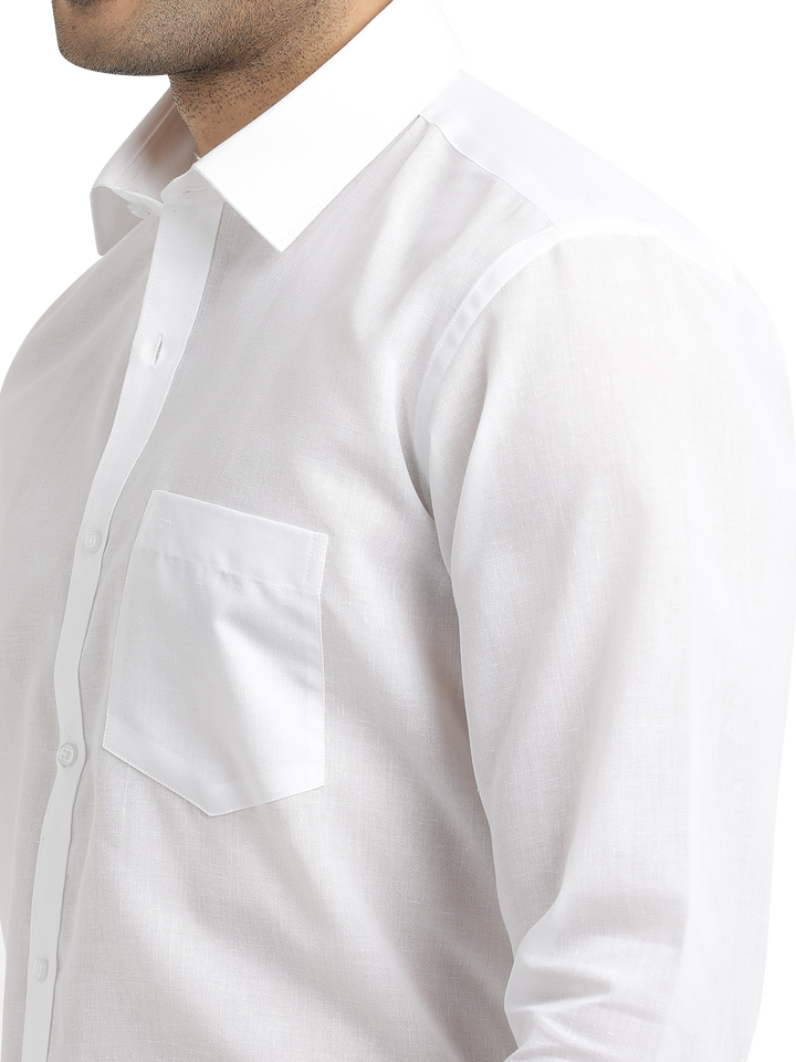 White Cotton Blend Solid Shirt