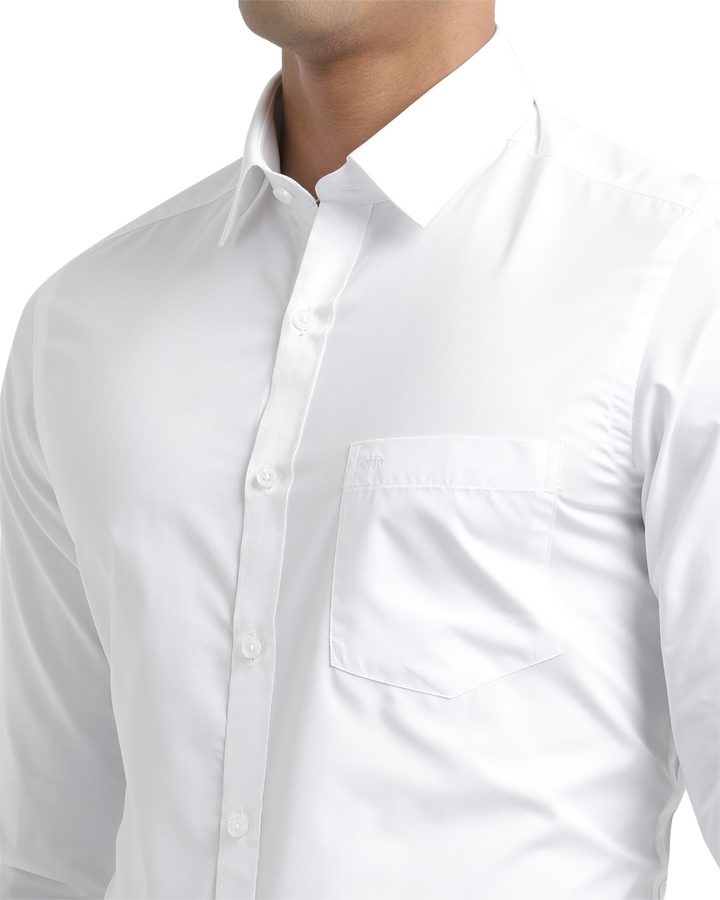 Poplin Solid Wedding White Shirt